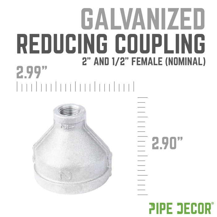 2 in. x 1/2 Galvanized Iron Reducing Coupling - Sweatfully