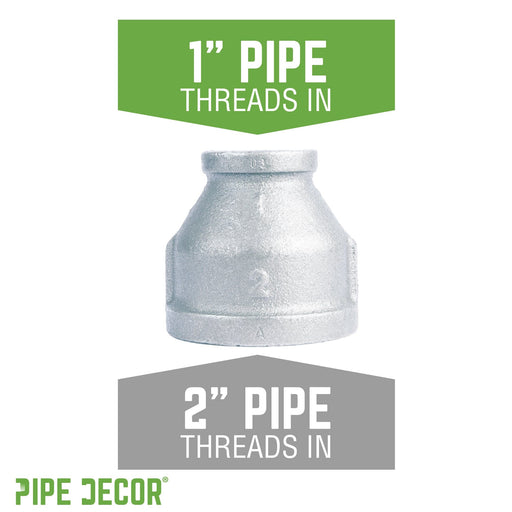 2 in. x  1 in. Galvanized Iron Reducing Coupling - Sweatfully