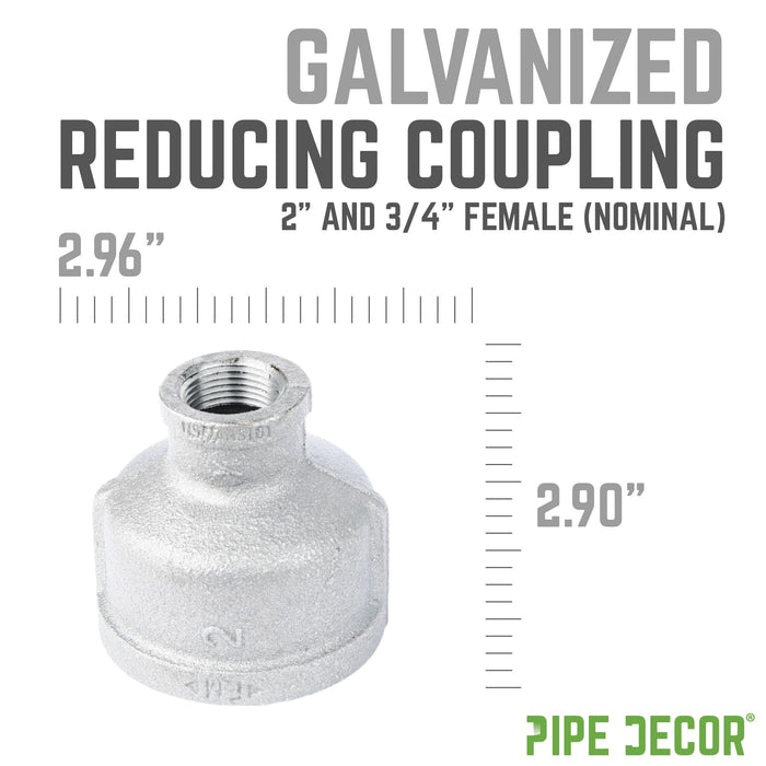 2 in. x 3/4 Galvanized Iron Reducing Coupling - Sweatfully