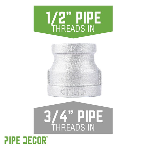 3/4 in. x 1/2 in. Galvanized Iron Reducing Coupling - Sweatfully