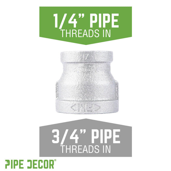 3/4 in. x 1/4 in. Galvanized Iron Reducing Coupling - Sweatfully