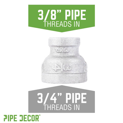3/4 in. x 3/8 in. Galvanized Iron Reducing Coupling - Sweatfully