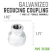 1 in. x 1/2 in. Galvanized Iron Reducing Coupling - Sweatfully