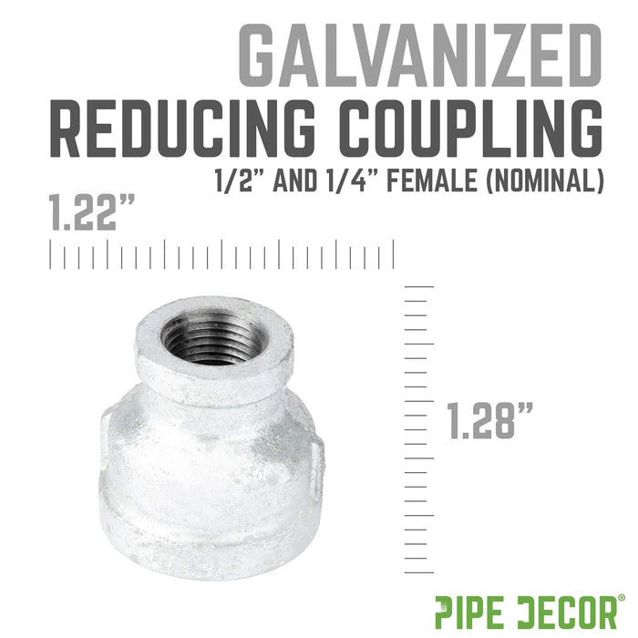 1/2 in. x 1/4 in. Galvanized Iron Reducing Coupling - Sweatfully