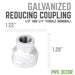 1/2 in. x 1/4 in. Galvanized Iron Reducing Coupling - Sweatfully