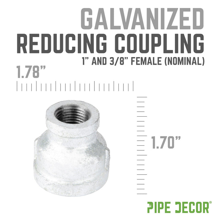 1 in. x  3/8 in. Galvanized Iron Reducing Coupling - Sweatfully