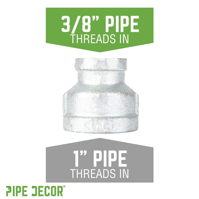 1 in. x  3/8 in. Galvanized Iron Reducing Coupling - Sweatfully