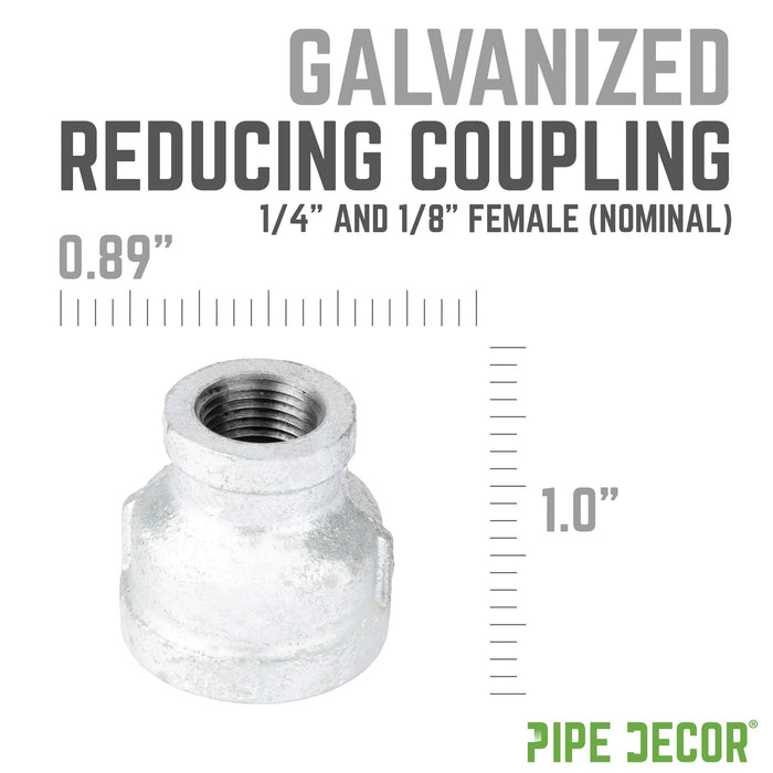 1/4 in. x 1/8 in. Galvanized Iron Reducing Coupling - Sweatfully