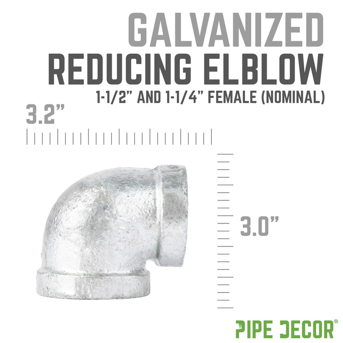 1 1/2 in. x 1 1/4 in. Galvanized Iron Reducing Elbow - Sweatfully