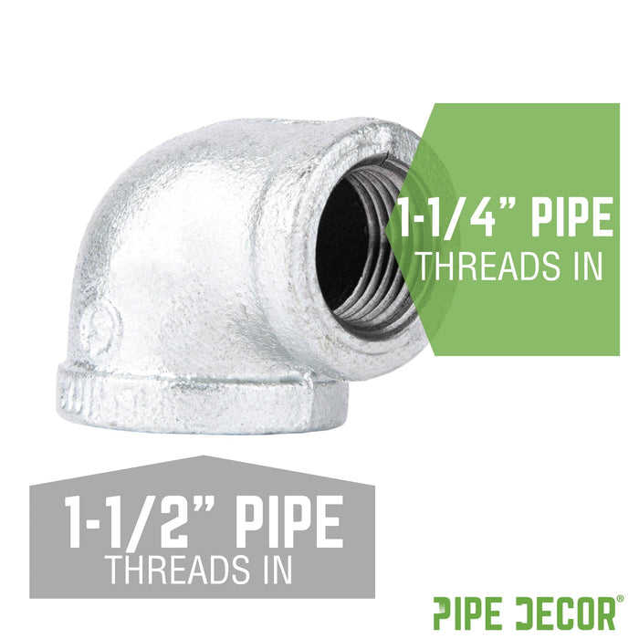 1 1/2 in. x 1 1/4 in. Galvanized Iron Reducing Elbow - Sweatfully