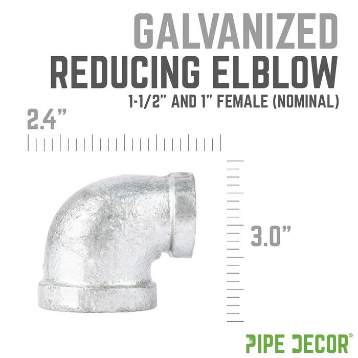 1 1/2 in. x 1 in. Galvanized Iron Reducing Elbow - Sweatfully