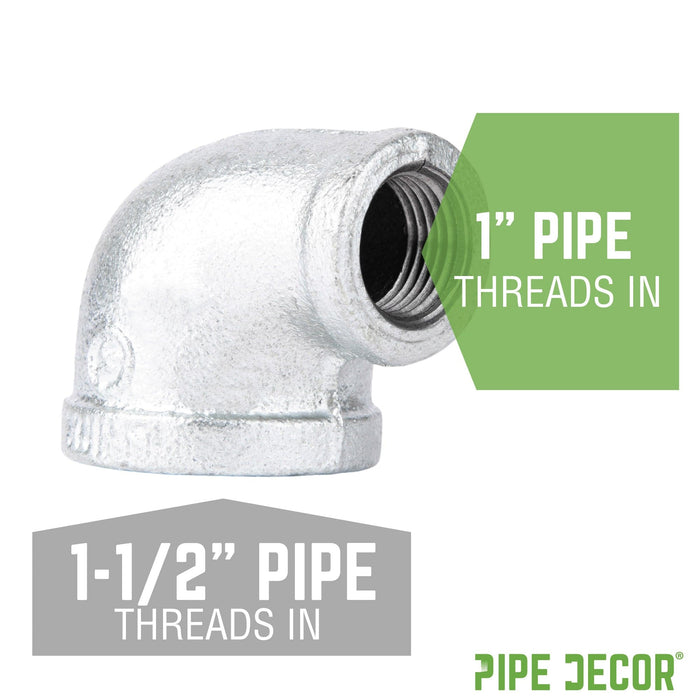 1 1/2 in. x 1 in. Galvanized Iron Reducing Elbow - Sweatfully