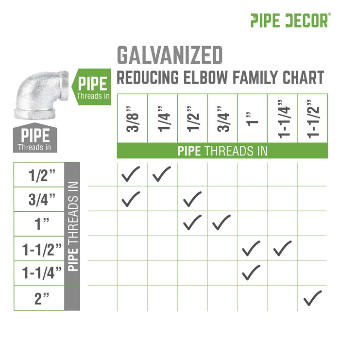 1 1/2 in. x 1 in. Galvanized Iron Reducing Elbow - Sweatfully