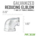 1 in. x 1/2 in. Galvanized Iron Reducing Elbow - Sweatfully