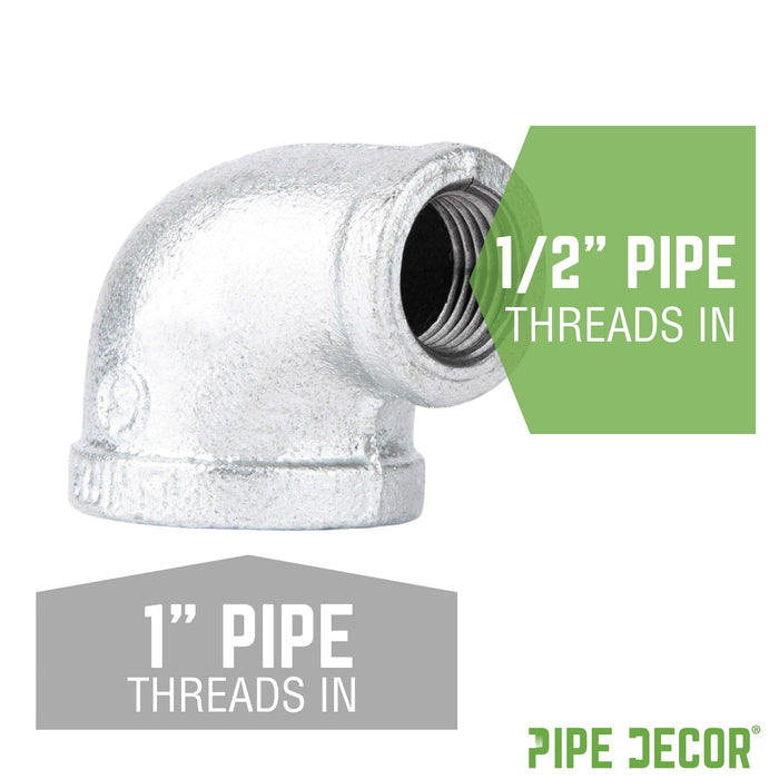 1 in. x 1/2 in. Galvanized Iron Reducing Elbow - Sweatfully