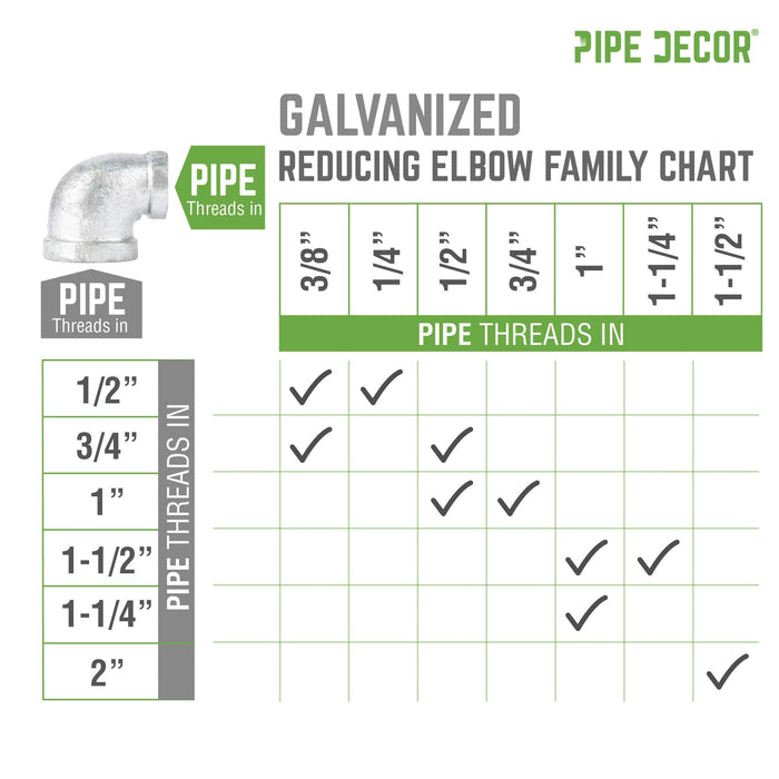 1 in. x 1/2 in. Galvanized Iron Reducing Elbow - Sweatfully