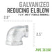 1 1/4 in. x 1 in. Galvanized Iron Reducing Elbow - Sweatfully