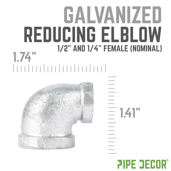 1/2 in. x 1/4 in. Galvanized Iron Reducing Elbow - Sweatfully