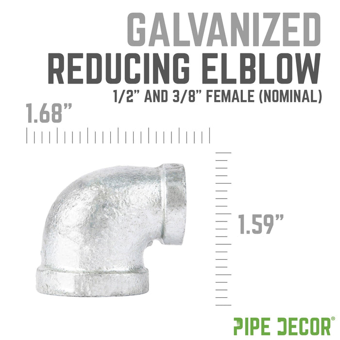 1/2 in. x 3/8 in. Galvanized Iron Reducing Elbow - Sweatfully