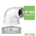 1/2 in. x 3/8 in. Galvanized Iron Reducing Elbow - Sweatfully