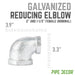 2 in. x 1 1/2 in. Galvanized Iron Reducing Elbow - Sweatfully
