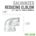 3/4 in. x 1/2 Galvanized Reducing Elbow - Sweatfully