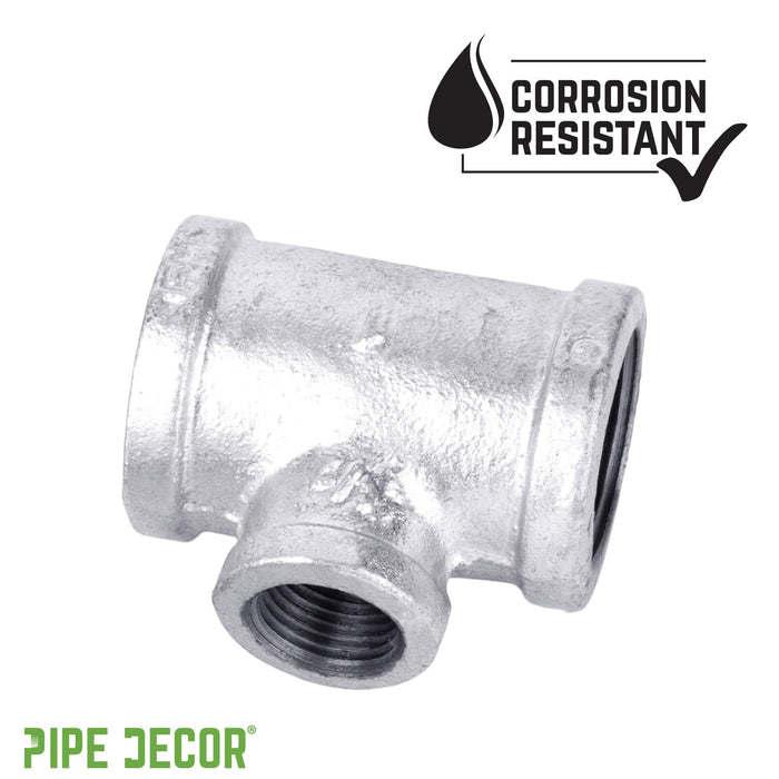 1 in. x 1 in. x 1/2 in. Galvanized Reducing Tee - Sweatfully