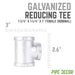 1 1/4 in. x 1 1/4 in. x 1 in. Galvanized Iron Reducing Tee - Sweatfully