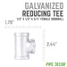 1/2 in. x 1/2 in. x 3/4 in. Galvanized Reducing Tee - Sweatfully