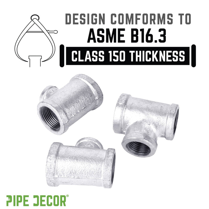 1 in. x 3/4 in. x 3/4 in. Galvanized Reducing Tee - Sweatfully