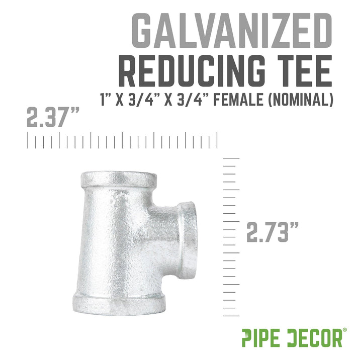 1 in. x 3/4 in. x 3/4 in. Galvanized Reducing Tee - Sweatfully