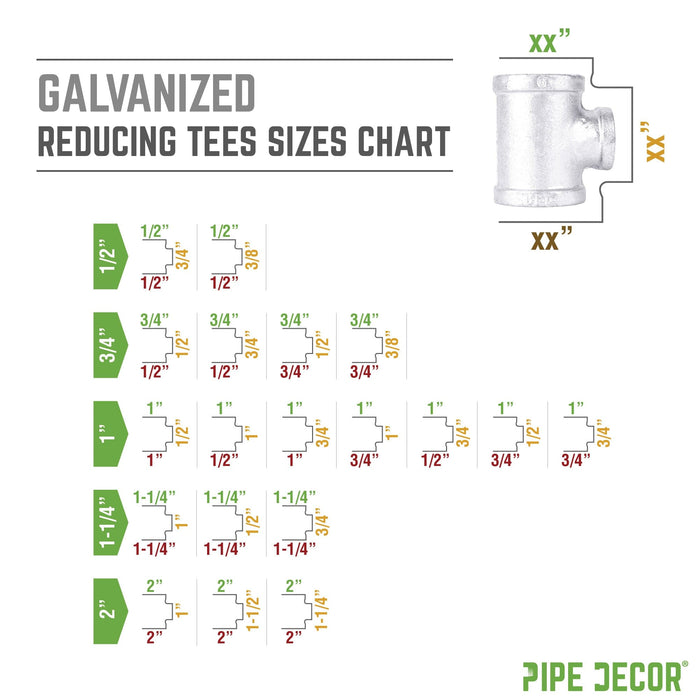 1 in. x 3/4 in. x 3/4 in. Galvanized Reducing Tee - Sweatfully