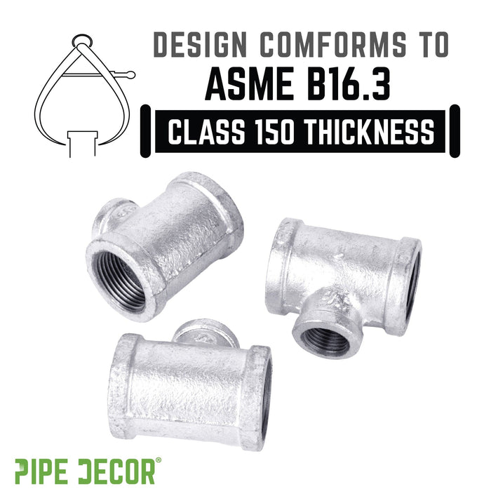 2 in. x  2 in. x 1 1/2 in. Galvanized Iron Reducing Tee - Sweatfully