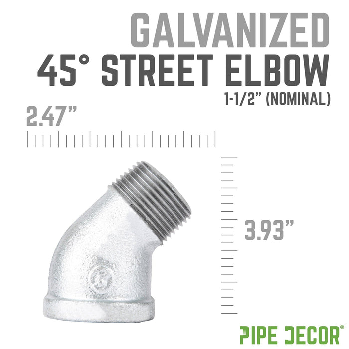 1 1/2 in. Galvanized Iron 45 Degree Street Elbow - Sweatfully