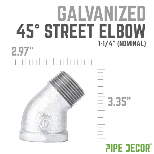 1 1/4 in. Galvanized Iron 45 Degree Street Elbow - Sweatfully