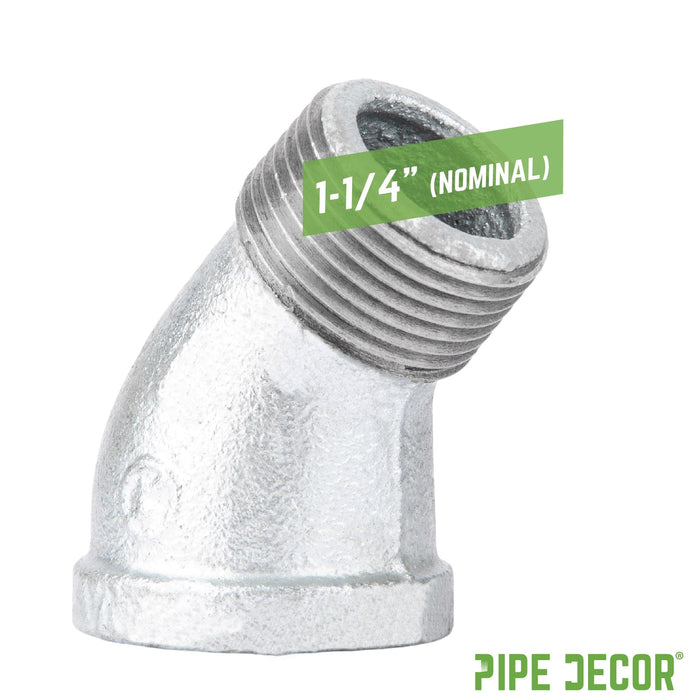 1 1/4 in. Galvanized Iron 45 Degree Street Elbow - Sweatfully