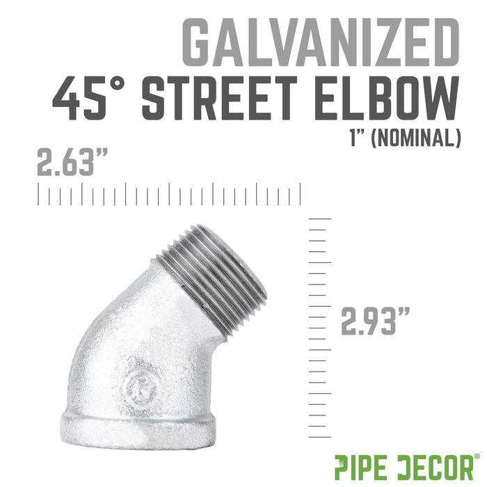 1 in. Galvanized Iron 45 Degree Street Elbow - Sweatfully
