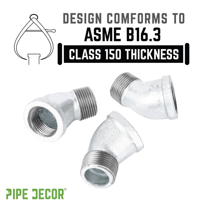 2 in. Galvanized Iron 45 Degree Street Elbow - Sweatfully