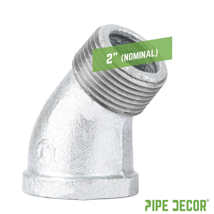 2 in. Galvanized Iron 45 Degree Street Elbow - Sweatfully