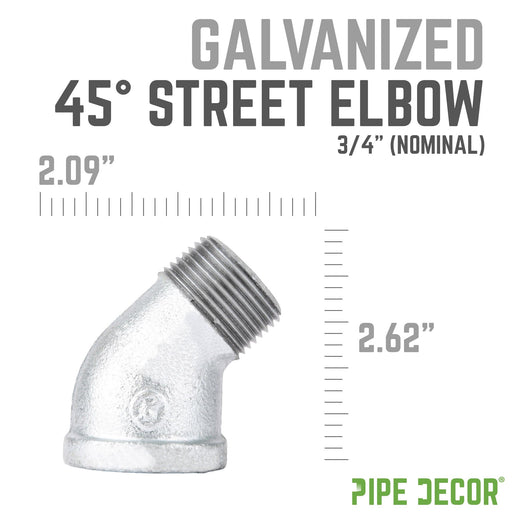 3/4 in. Galvanized Iron 45 Degree Street Elbow - Sweatfully