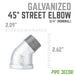 3/4 in. Galvanized Iron 45 Degree Street Elbow - Sweatfully