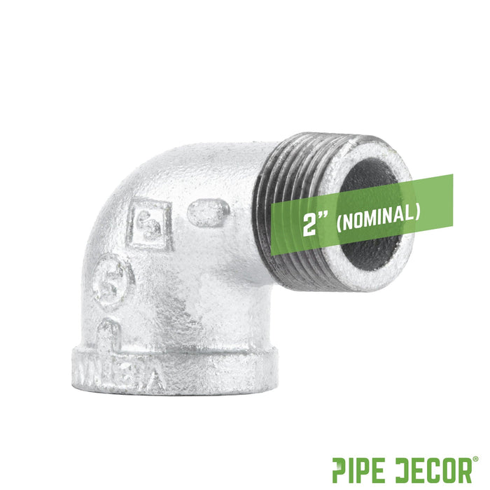 2 in. Galvanized Iron 90 Degree Street Elbow - Sweatfully
