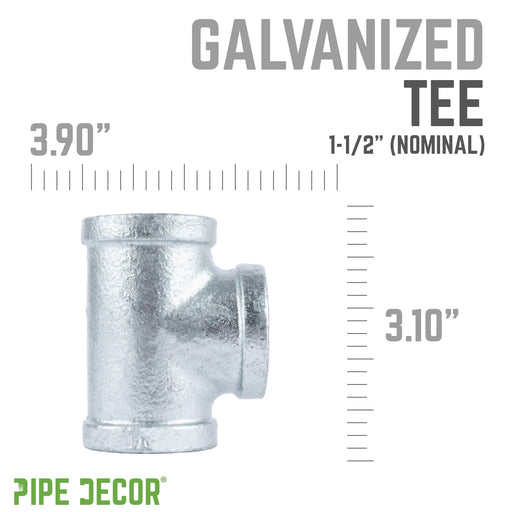 1 1/2 in. Galvanized Iron Tee - Sweatfully