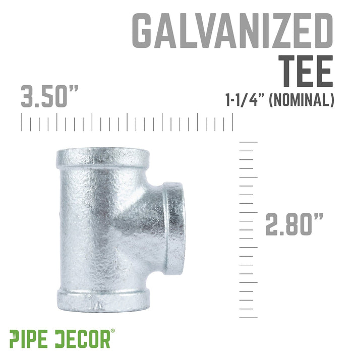 1 1/4 in. Galvanized Iron Tee - Sweatfully
