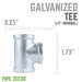 1/2 in. Galvanized Iron Tee - Sweatfully