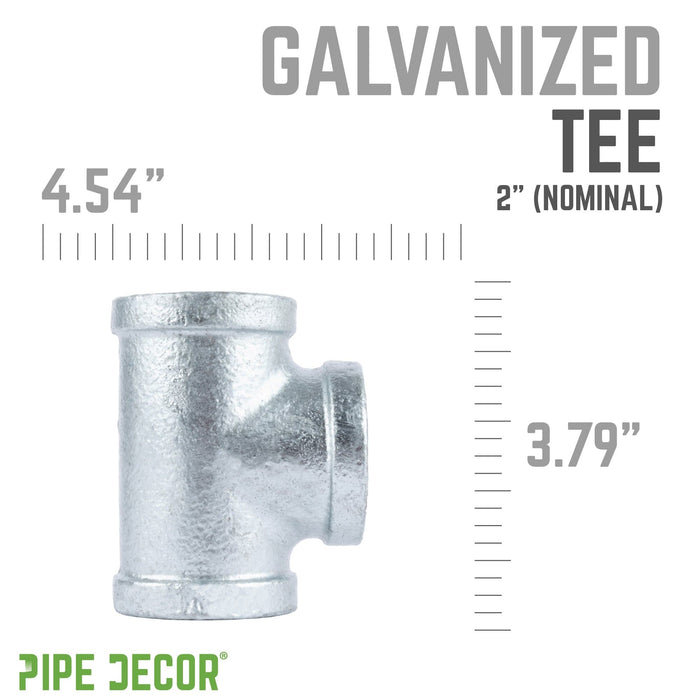 2 in. Galvanized Iron Tee - Sweatfully