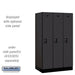 Salsbury 12" Wide Single Tier Designer Wood Locker - 3 Wide - 5 Feet High - 21 Inches Deep - Black - Black Resettable Combination Locks - Sweatfully