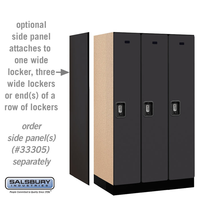 Salsbury 12" Wide Single Tier Designer Wood Locker - 3 Wide - 5 Feet High - 21 Inches Deep - Black - Silver Resettable Combination Locks - Sweatfully