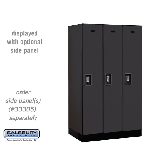 Salsbury 12" Wide Single Tier Designer Wood Locker - 3 Wide - 5 Feet High - 21 Inches Deep - Black - Silver Resettable Combination Locks - Sweatfully