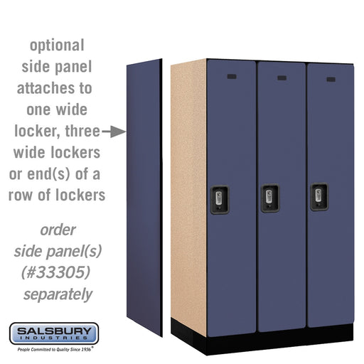 Salsbury 12" Wide Single Tier Designer Wood Locker - 3 Wide - 5 Feet High - 21 Inches Deep - Blue - Silver Resettable Combination Locks - Sweatfully